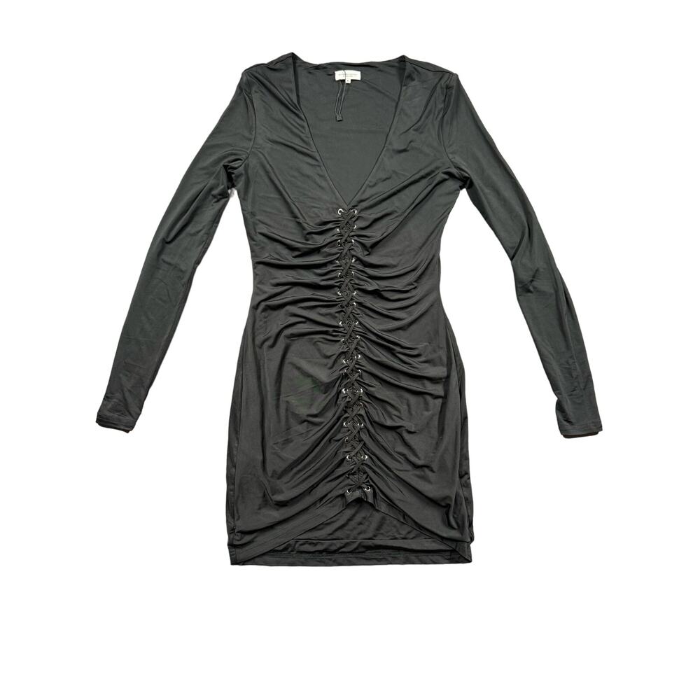 Mistress Rocks LA Make Over Black Plunge Grommet Eyelet Bodycon Dress Size S